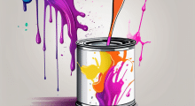 A paint can with a mechanical stirrer inside it
